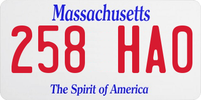 MA license plate 258HA0