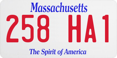 MA license plate 258HA1