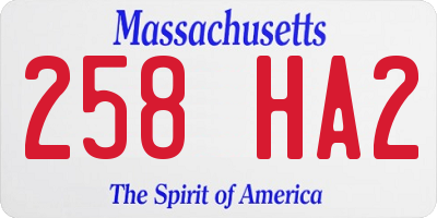 MA license plate 258HA2