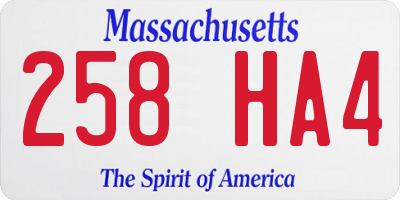 MA license plate 258HA4