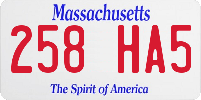 MA license plate 258HA5