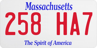 MA license plate 258HA7