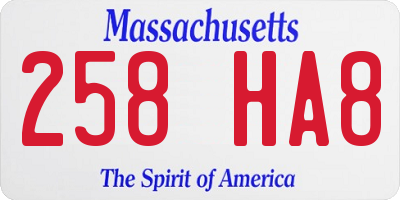 MA license plate 258HA8