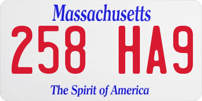 MA license plate 258HA9