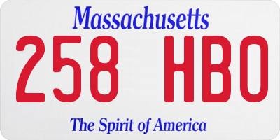 MA license plate 258HB0