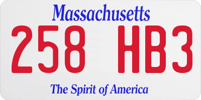 MA license plate 258HB3