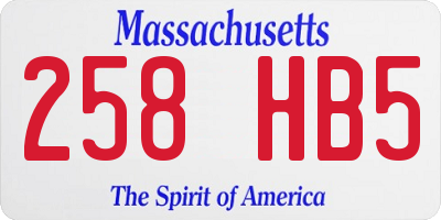 MA license plate 258HB5