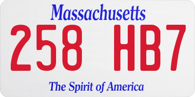 MA license plate 258HB7