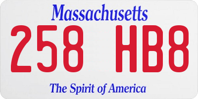 MA license plate 258HB8