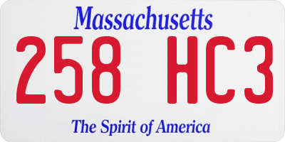 MA license plate 258HC3