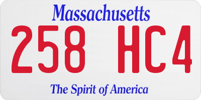 MA license plate 258HC4