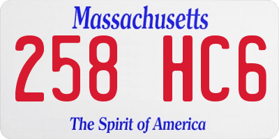 MA license plate 258HC6