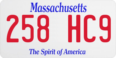 MA license plate 258HC9