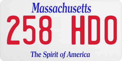 MA license plate 258HD0
