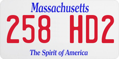 MA license plate 258HD2