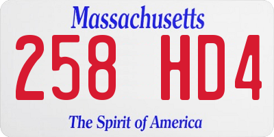 MA license plate 258HD4