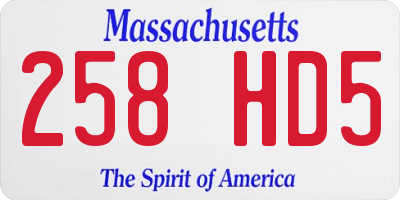 MA license plate 258HD5