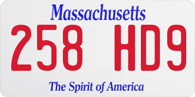 MA license plate 258HD9