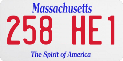 MA license plate 258HE1