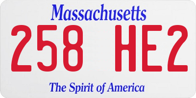 MA license plate 258HE2