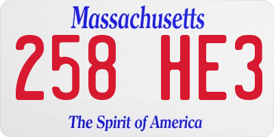 MA license plate 258HE3