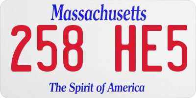MA license plate 258HE5