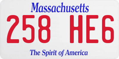 MA license plate 258HE6