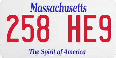 MA license plate 258HE9