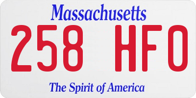 MA license plate 258HF0