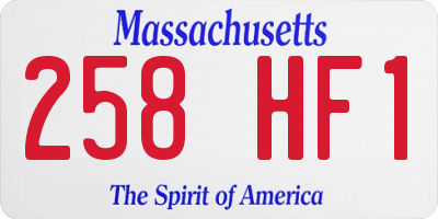 MA license plate 258HF1