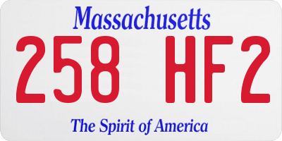 MA license plate 258HF2