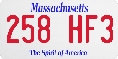 MA license plate 258HF3