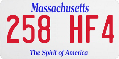 MA license plate 258HF4