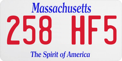 MA license plate 258HF5