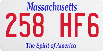 MA license plate 258HF6