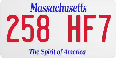 MA license plate 258HF7