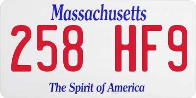 MA license plate 258HF9