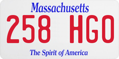 MA license plate 258HG0