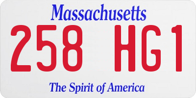 MA license plate 258HG1