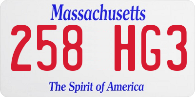 MA license plate 258HG3