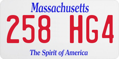 MA license plate 258HG4