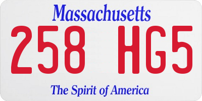 MA license plate 258HG5