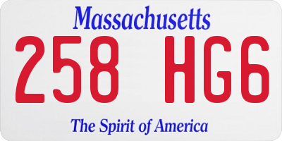 MA license plate 258HG6