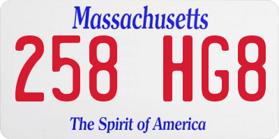 MA license plate 258HG8