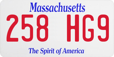 MA license plate 258HG9