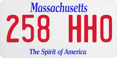 MA license plate 258HH0