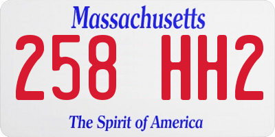 MA license plate 258HH2
