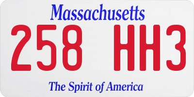 MA license plate 258HH3
