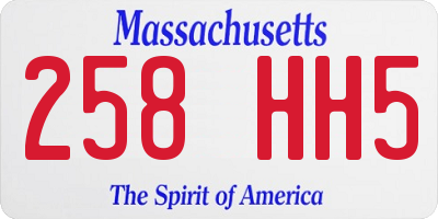 MA license plate 258HH5
