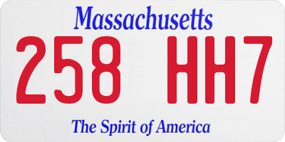 MA license plate 258HH7